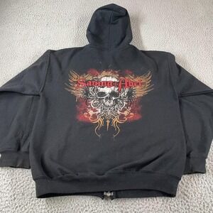 saving abel concert hoodie zip up skull wing reverse graphic 2000s mens medium